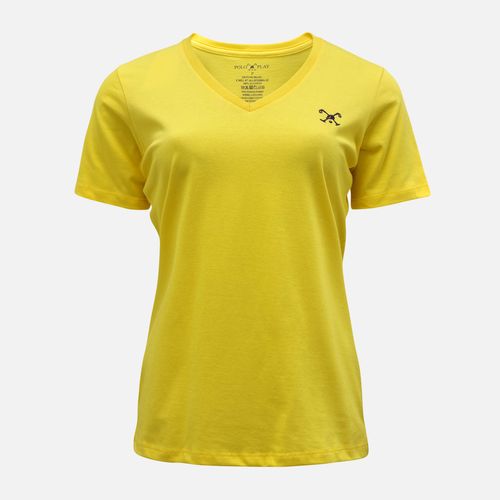 Camiseta Feminina Decote V Manga Curta Taco Zig 24i104
